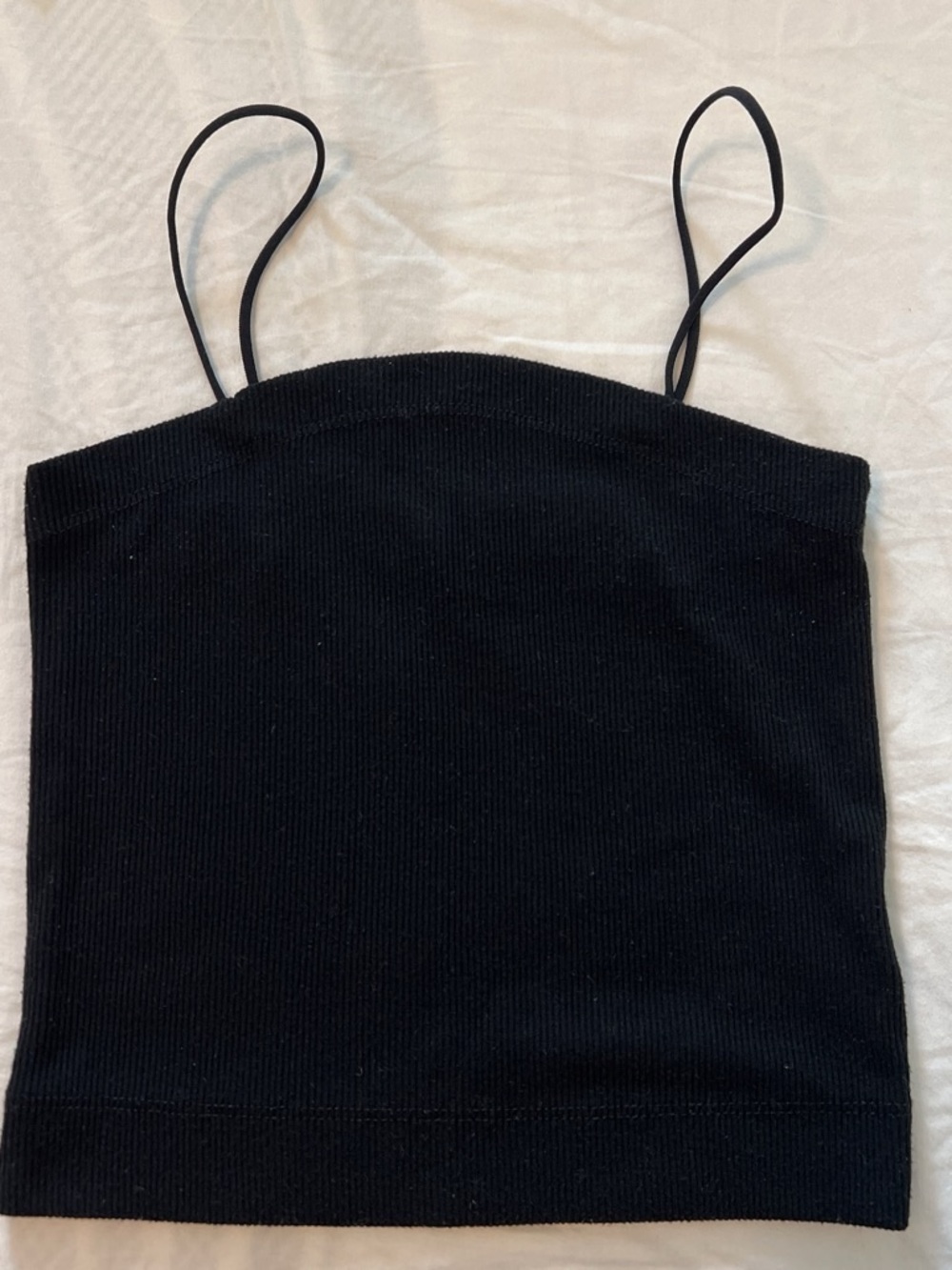 American Eagle Outfitters Black Ribbed Spaghetti Strap Crop Cami
